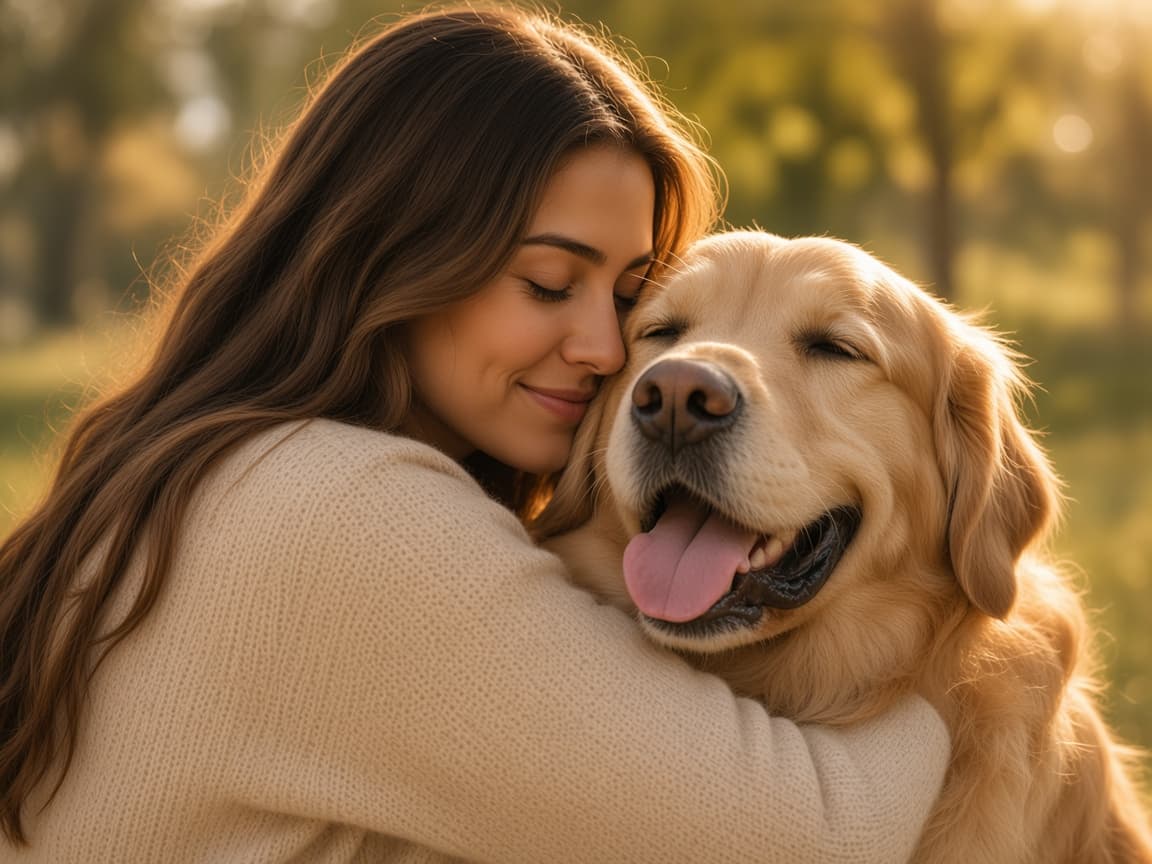 A caregiver sharing a close moment with their dog