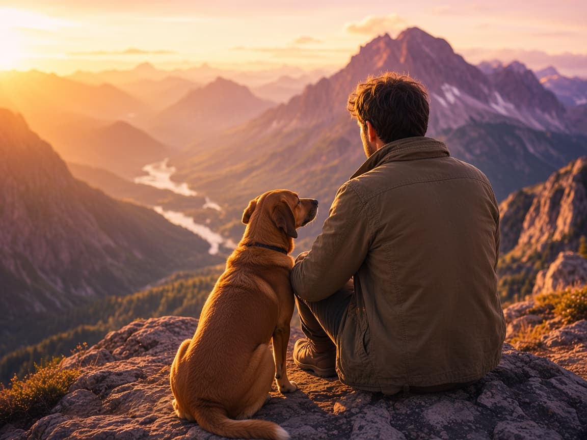 A person spending time outdoors with their dog